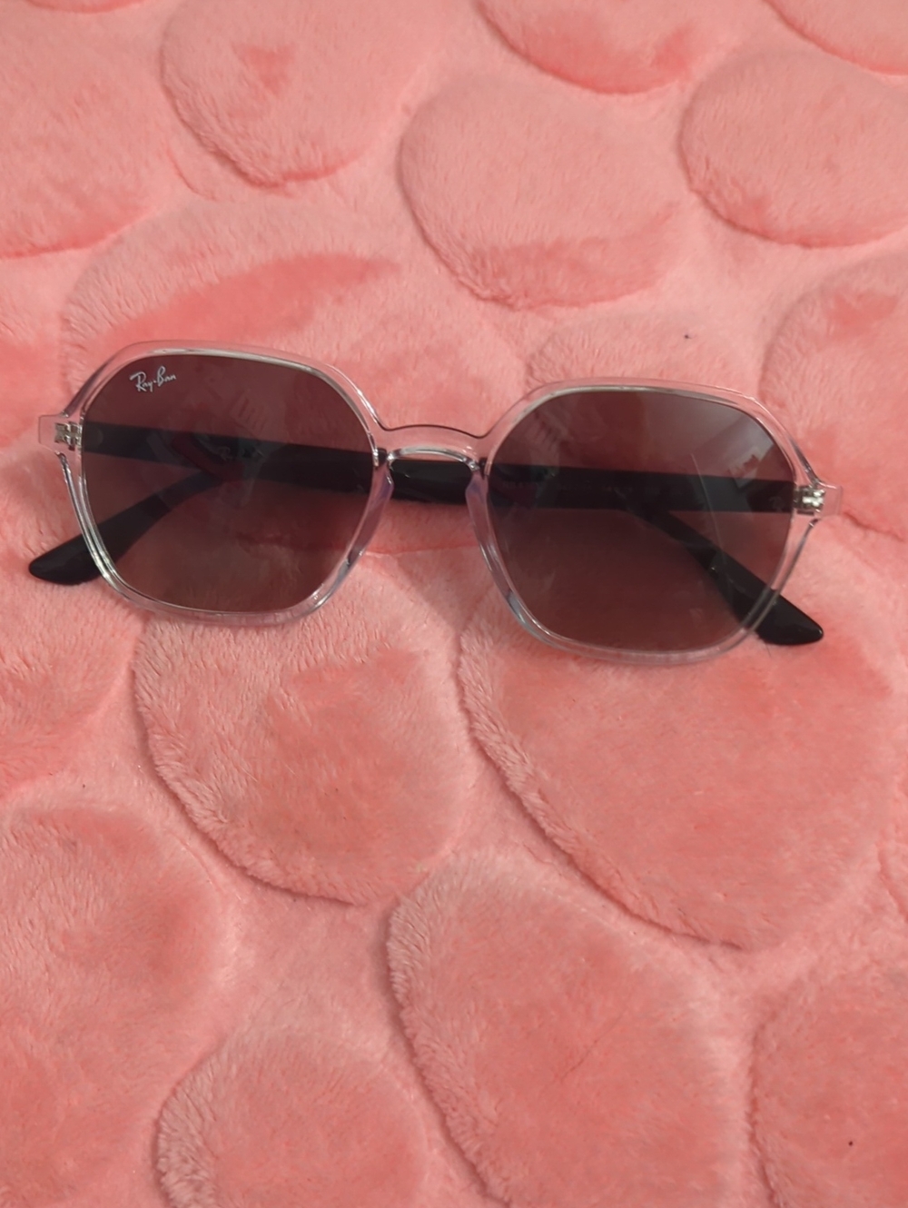 Ray-Ban Clear Frame Sunglasses with Gray Tinted Lenses